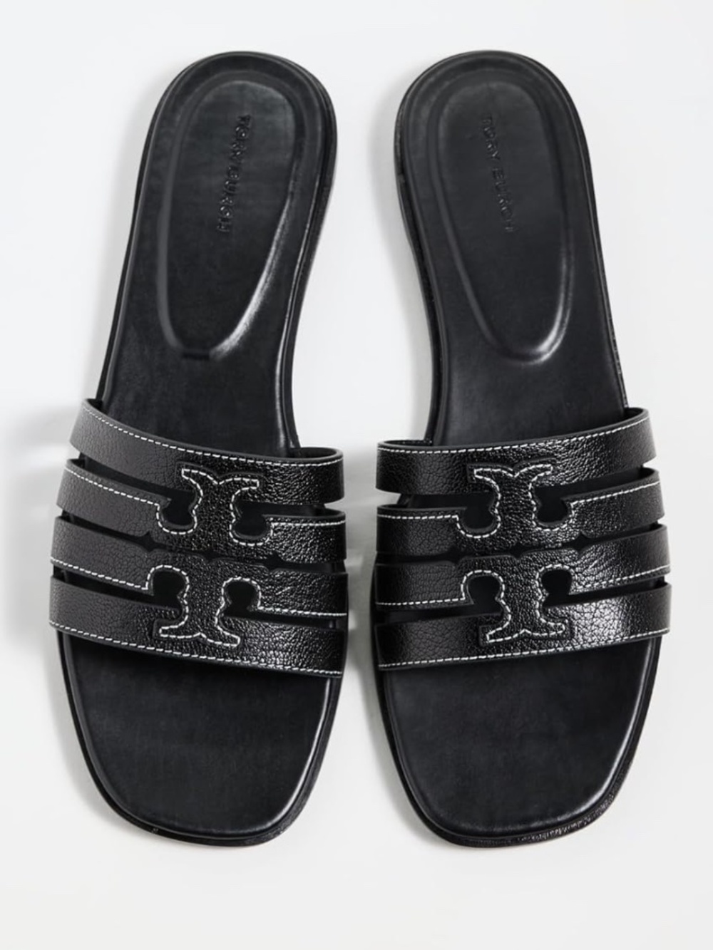Tory Burch Women's Ines Cage Slide Leather Sandals - Black - Picture 2 of 7